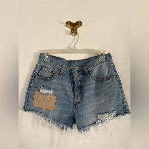 Levi’s 501 boho patch cutoff shorts Size 28